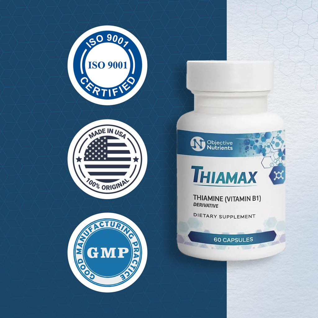 Objective Nutrients Thiamax Vitamin B1 (Thiamine TTFD), The Original, No Toxic Fillers, Supports Energy Metabolism, High Dose, Third Party Tested, All Active Ingredients 100mg, 60 Count