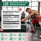 NSF Certified Creatine Gummy 5g - Creatine Monohydrate Gummies for Men & Women, Creatine Monohydrate for Muscle Strength, Muscle Builder, Energy Boost, Pre-Workout Supplement(120 Count)-Strawberry