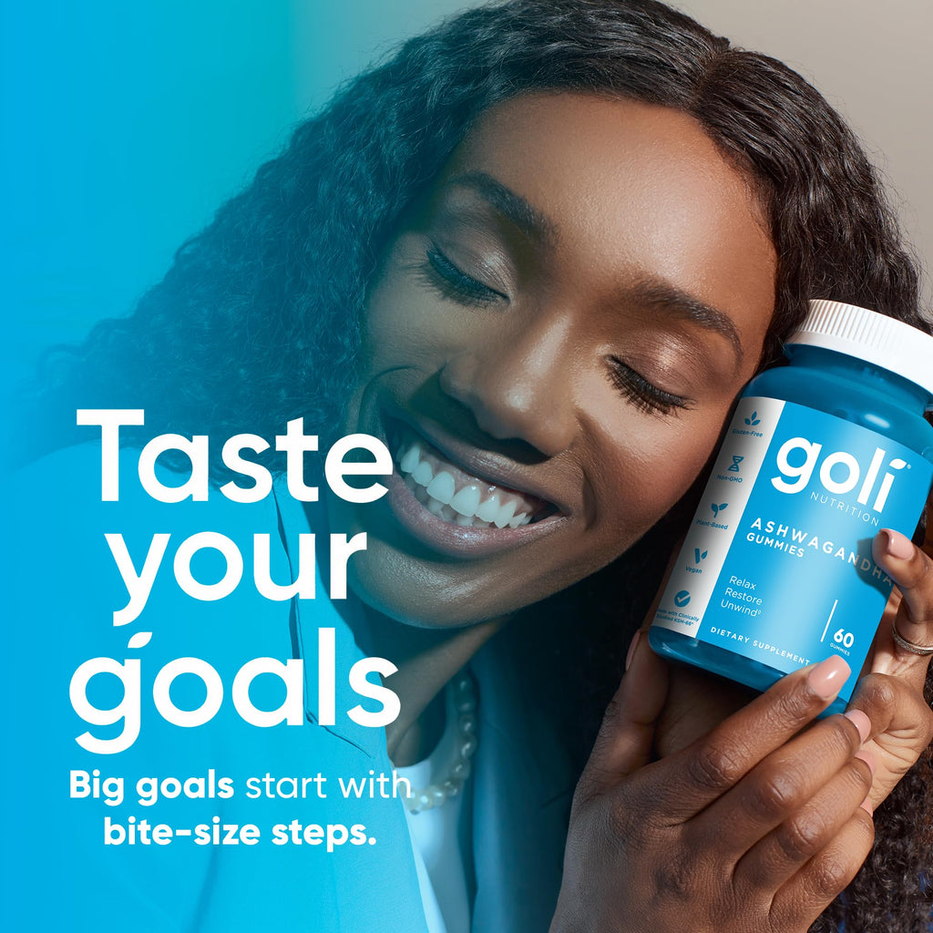 Goli Ashwagandha Gummies with KSM-66 and Vitamin D - Premium Root Extract - Vegan, Non-GMO - Mixed Berry Flavor - 60 Count (5-Pack, 300 Total)