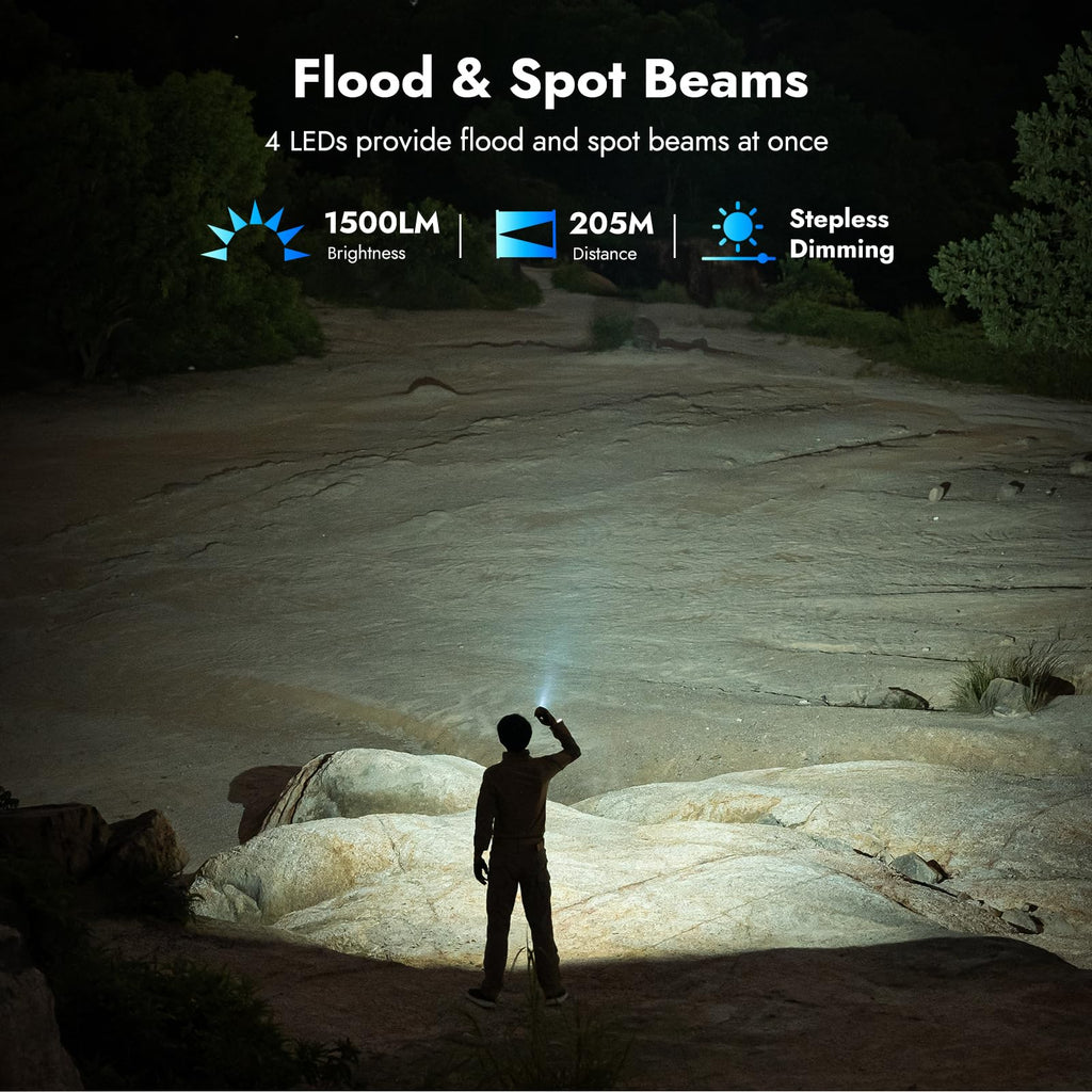 WUBEN X4 EDC Flat Flashlight with RGB Light, 1500 Lumens Mini Flashlight with Tactical Switch and Magnetic, IP68 Portable Pocket Clip USB C Flash Light for Camping, Checking, Emergencies