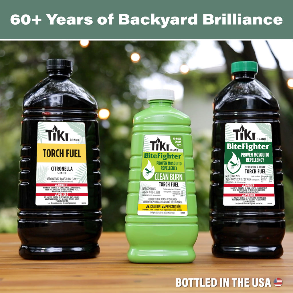 TIKI Citronella Torch Fuel - 1 Gallon (128 oz.), Easy Pour, Long-Lasting for Outdoor Torches & Table Torches, with Citronella & Lemongrass Oil, for Patio, Garden & Backyard Use