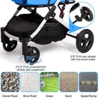 BETSOCCI Pet Stroller for Medium Small Dog & Cat, Foldable Lightweight Dog Stroller with Storage Basket Pet Travel Carriage with Safety Leashes, 4 Wheel, Blue