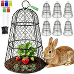 6 PCS 17.7"H X11.42"D Chicken Wire Plant Covers Protectors, Rustproof Heavy Duty Metal Plant Cage with Stakes & Labels, Modular Garden Cloches Design for Seedling Flower Vegetable Protect from Animals
