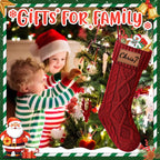Dreamdecor Personalized Christmas Stockings with Names Monogram, 18��� Large Family Knitted Xmas Stocking with Leather Nameplate for Kids, 4 Pack Customized Christmas Stockings for Fireplace Holiday