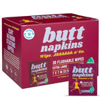 Butt Napkins – Flushable Adult Wet Wipes, 30 Singles, Travel-Size, Unscented Plant-Based with Aloe & Vitamin E, Hypoallergenic