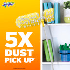 Swiffer Duster Kit with 6 ft Super Extendable Handle, Heavy Duty Starter Kit with 8 Refills, Lemon Scent