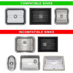 SunnyPoint 304 Stainless Steel Sink Protector Rack – Rust-Resistant Grid for Kitchen Sink Bottom, Scratch Prevention, Drainage Support, Fits Sinks 16.15" x 12.4", Center Drain Hole Required