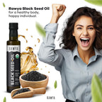 RAWYA Black Seed Oil - USDA Organic Certified - Cold Pressed - 8.4 Fl oz - Extra Virgin - Turkish Black Cumin Seed - Premium Nigella Sativa with Thymoquinone - Kalonji - Non-GMO, Gluten-Free - Nutritional Supplements - Extra Strong Taste