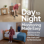 Smart Caregiver® Bed and Chair Exit Alarm System for Fall/Wandering Prevention – Know When They get up! Includes Monitor with 10in x 30in Bed Sensor Pad and 10in x 15in Chair Sensor Pad