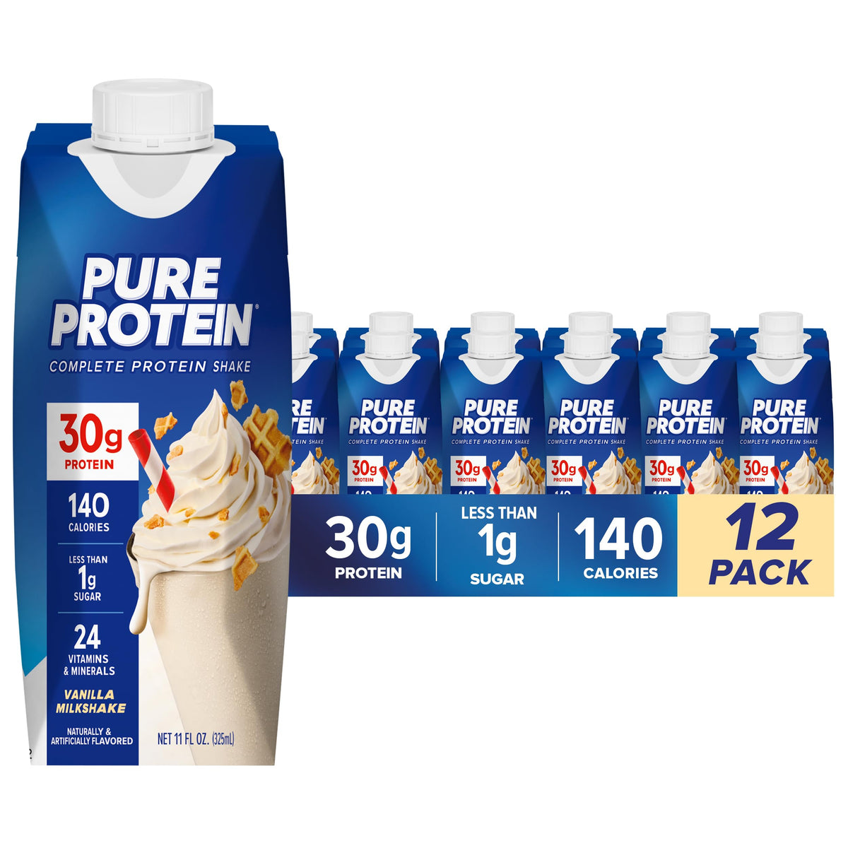 Pure Protein Vanilla Protein Shake, 30g Complete Protein, 12 Ct