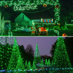 2 Pack 480 LED Solar Chrismas Lights Outdoor, Solar String Lights for Outside with 8 Modes & Memory Function, Waterproof Twinkle Light for St Patrick's Day Xmas Tree Yard Party Decorations (Green)