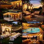 LaPitio 100FT Remote Outdoor String Lights for Outside, 50+2 LED Waterproof Shatterproof Edison Dimmable Timer Bulbs, 2500K Warm White Patio Lights for Garden Backyard Yard Hanging Lighting