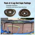 4-Pack Leg End Caps Footings 5 1/4" x 3 5/8"x1" for Frame Vertical Legs 2.5" x 1.75", Leg Caps Compatible with Coleman 18ft x 48in, 24ft x 52in, 22ft x 52in Round Above Ground Pool Foot Supports