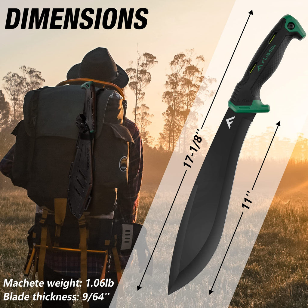 FLISSA VALK Machete, 11'' Bolo Blade, Shock Absorbing Air Tech Handle