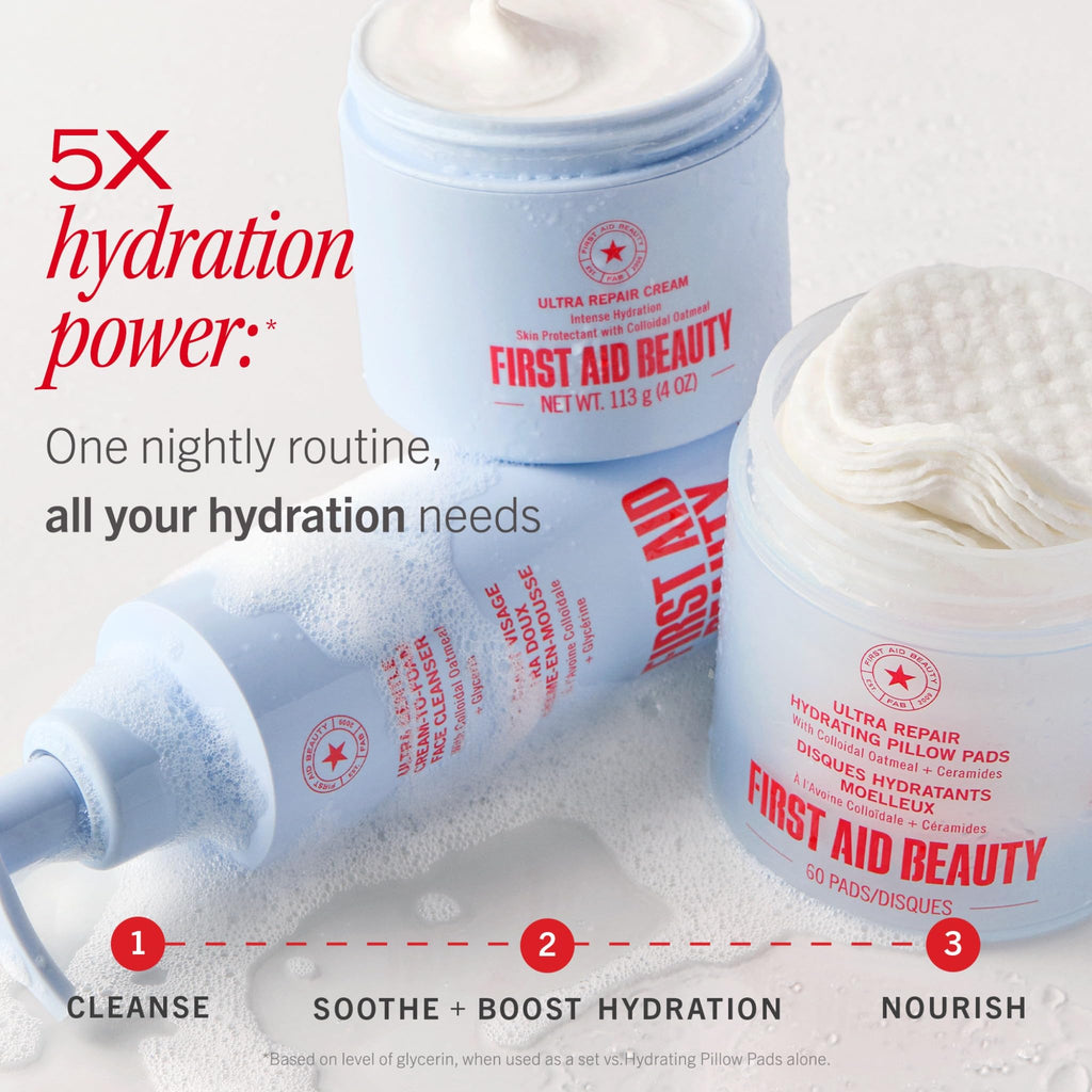 First Aid Beauty Ultra Gentle Cream-to-Foam Pure Facial Cleanser – Makeup Removing Face Cleanser - Face Wash with Colloidal Oatmeal & Glycerin, for Sensitive, Acne & Blemish-Prone Skin, 6 oz