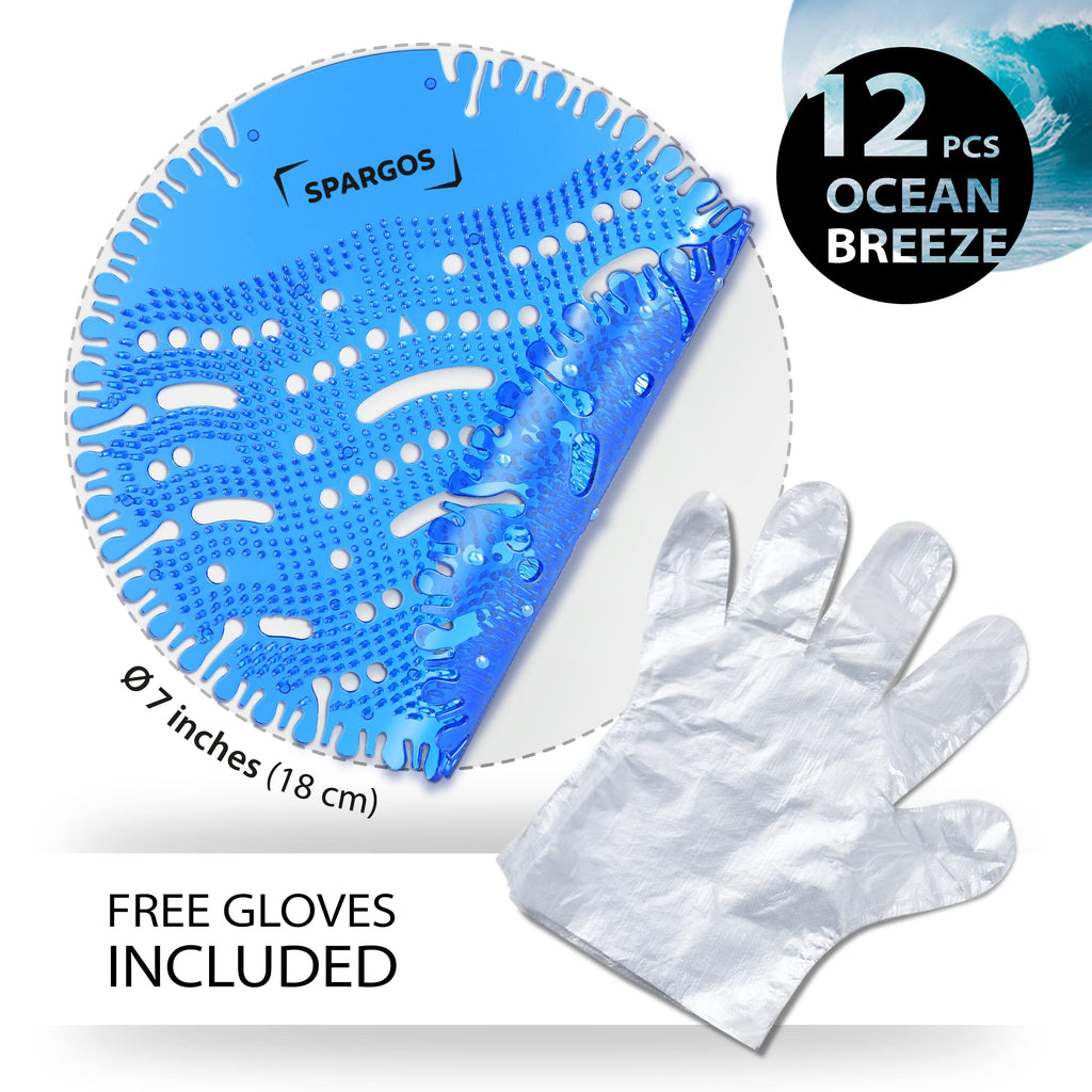 Spargos Urinal Screen Deodorizer, 12 Pack Ocean Breeze Cakes