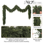9Ft Christmas Cedar Garland, Real Touch Soft Greenery Christmas Decorations