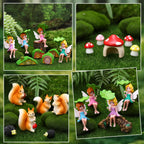 GGSTDDUP 32 PCS Mini Fairy Garden Accessories Kit Miniature Garden Ornaments Included Resin House Statues Tiny Fairies Figurines Animal Plant Set for DIY Terrarium Potted Plants Dollhouse Desk Decor