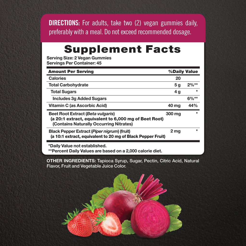 Nature's Truth Nitric Oxide Beet Root Gummies | 90 Count | with Nitrates