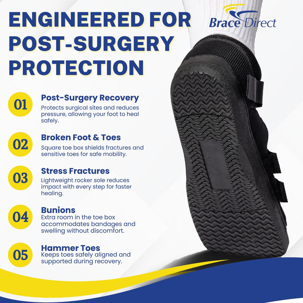 Brace Direct Post Op Shoe & Medical Foot Brace – Stress Fracture, Broken Toe & Bunion Support L3260 – Orthopedic Walking Immobilizer for Left or Right Foot (MD - WOMENS US SHOE: 6.5-8)