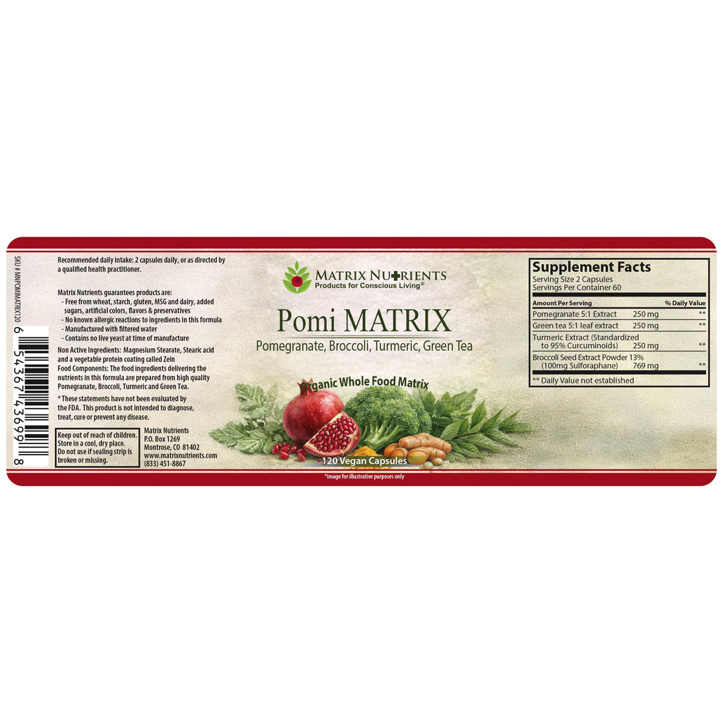 POMI Matrix - 10 Times Stronger Than The Competition! - Lower PSA Levels - See Our LAB Results! - 100% Natural Ingredients: Pomegranate, Green Tea, Turmeric, Broccoli - Vegan Capsules