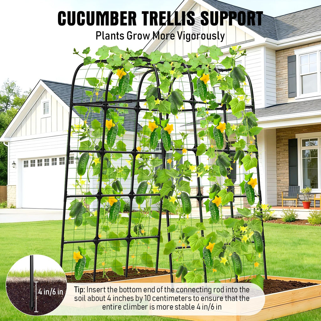 7FT Garden Trellis Arch for Climbing Plants – Tall Outdoor Metal Trellis for Vegetables, Peas, Tomatoes,﻿ Cucumber Trellis Arch & Vertical Garden Climber Plant Support for Vine Plants