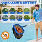 ROMIVO 17.5" Pool Skimmer Net, Pool Net Skimmer for Cleaning, Large Deep Replacement Net for Above Ground & Inground Pools, Heavy Duty Aluminum Frame Deep Fine Mesh Swimming Pool Leaf Net, (No Pole)