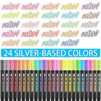 Double Line Outline Markers 24 Colors Super Squiggles Glitter Markers Self Outline Metallic Marker, Teen Girl Gifts Trendy Stuff, Doodle Shimmer Marker for Christmas Gift, Birthday, DIY Art Crafts