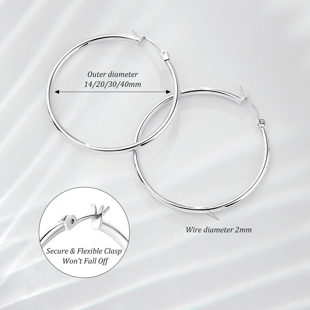 Gokeey Silver Earrings for Women Trendy, Hypoallergenic Silver Hoop Earrings for Women, Small Hoop Earrings Huggie Hoops Earrings for Jewelry Gifts 14mm 20mm 30mm 40mm
