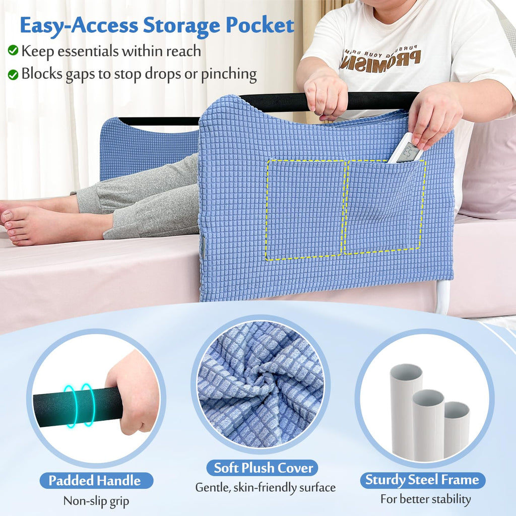 Mybow Double Bed Rail, U Bar for Medical Bedside Safety Assisting Rails, Railing Support for Elderly Adults Under Mattress Handrail, Hospital Dual Bed Rails for Seniors Twin Full Queen Adjustable Rail