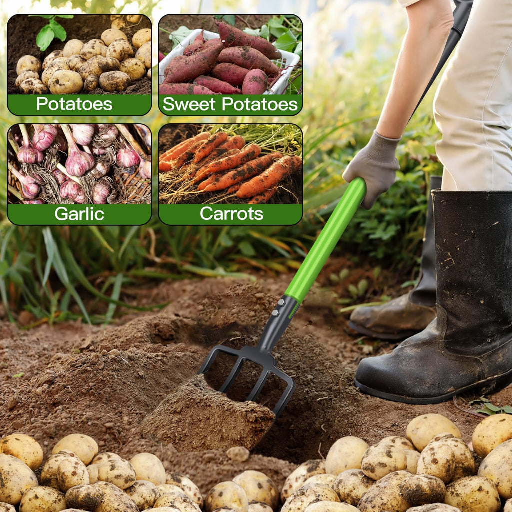 GARDENWORK Garden Fork,45-Inches Pitch Fork with Enhanced&Steel D-Handle