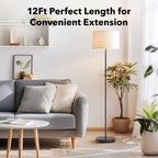 BN-LINK 12ft Outdoor Extension Cord, 3-Prong, 16 Gauge General Purpose Power Cord, Grounded Plug, White, for Landscaping & Holiday Decorations, Home & Office, 13A ETL