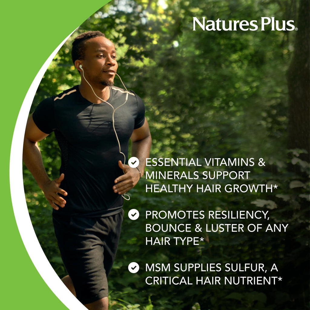 NaturesPlus Men's Ultra Hair Plus, Sustained Release - 60 Tablets - All-Natural Hair Growth Supplement for Men - Promotes Fuller, Healthier Hair - Gluten-Free - 30 Servings