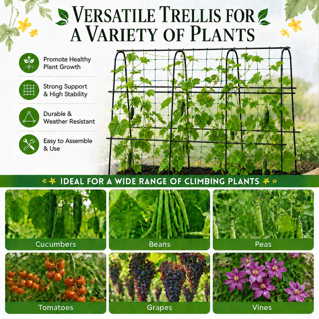FOLLOOK Cucumber Trellis for Raised Garden Bed, 63x48inch, Black