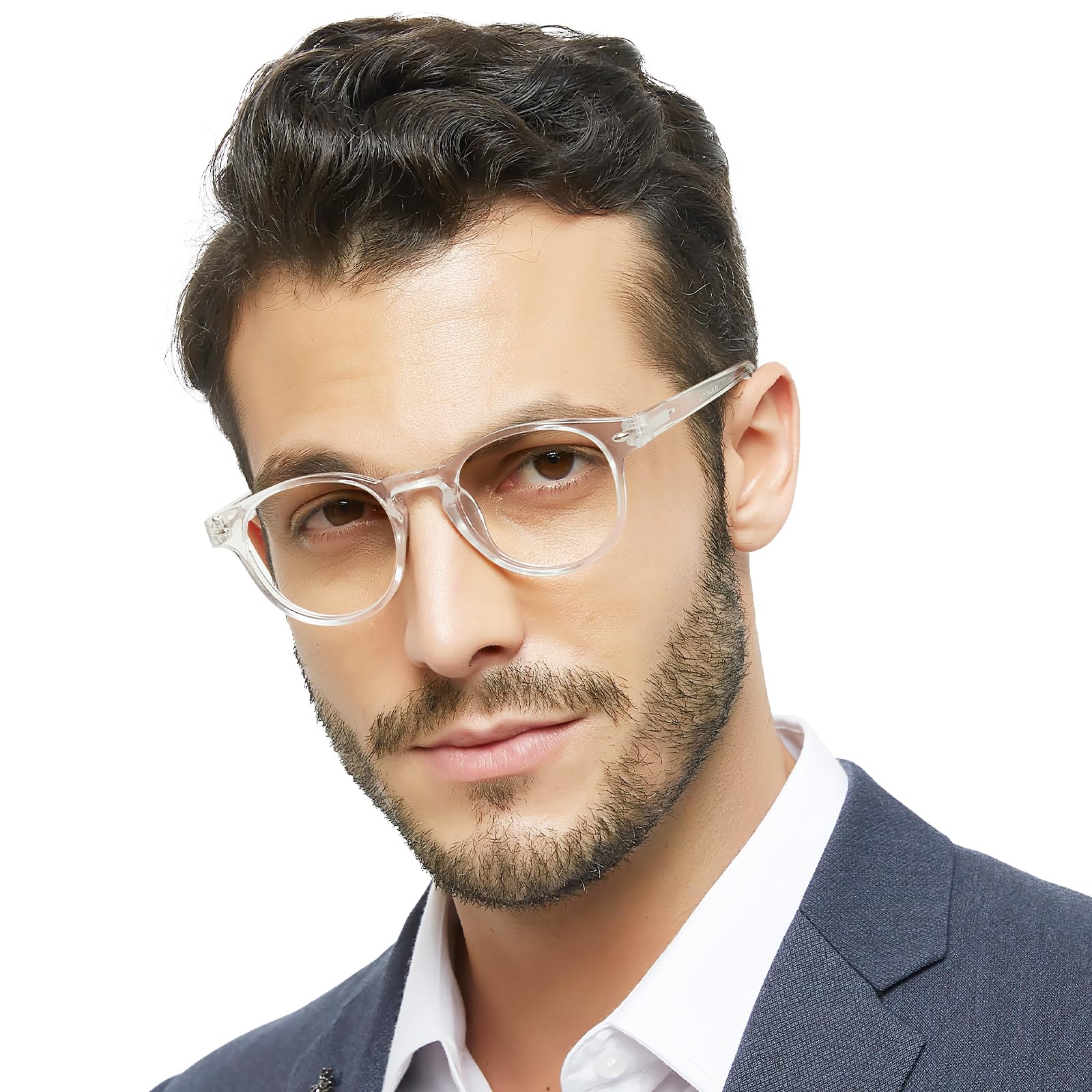 OCCI CHIARI Stylish Round Reading glasses Men 1.5x Lightweight Clear Readers for Narrow face(1.0 1.25 1.5 1.75 2.0 2.25 2.5 2.75 3.0 3.5 4.0 5.0 6.0)