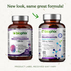 biophix B-3 Nicotinamide 1000 mg 60 Tablets Extra Strength Timed Release - Nicotinic Amide Niacin Natural Flush-Free Vitamin Formula - Supports Skin Cell Health