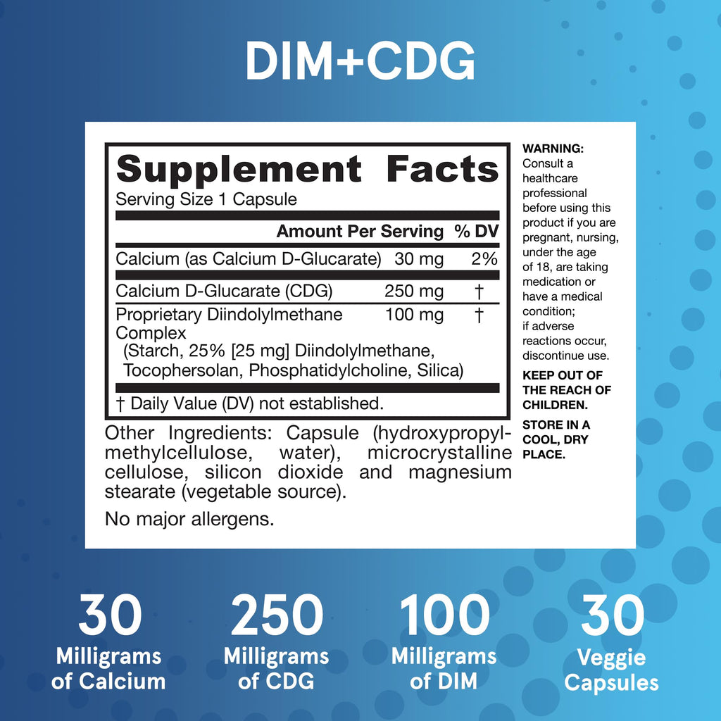 Jarrow Formulas - DIM + CDG Veggie Capsules - 30 Count - DIM & CDG Supplement - For Hormone Balance - Non-GMO - Gluten Free