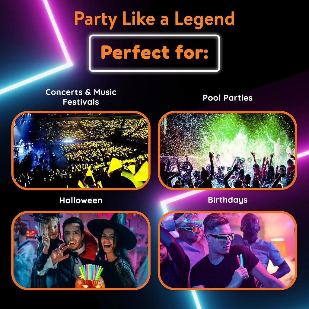 Glow Fever Glow Sticks 100pk Premium Glow In The Dark Light Up with Lanyards, For Party Supplies, Party Favors, Birthday, Halloween, Super Bright, Lasts Up to 12 hrs
