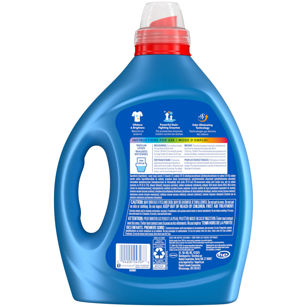 Persil Advanced Clean Oxi+Odor Power, Laundry Detergent Liquid, 82.5 Fl Oz, 82 Loads, Ultra Concentrated Laundry Soap, Fights Tough Stains and Odors, All Water Temperatures, HE Safe