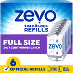 Zevo Flying Insect Trap Official Refill Cartridges - Fits Zevo Trap and MAX Indoor Fly Trap, Trap+Lock Technology Fly Trap Refill for Gnats, House Flies & Fruit Flies (6 Official Refill Cartridges)