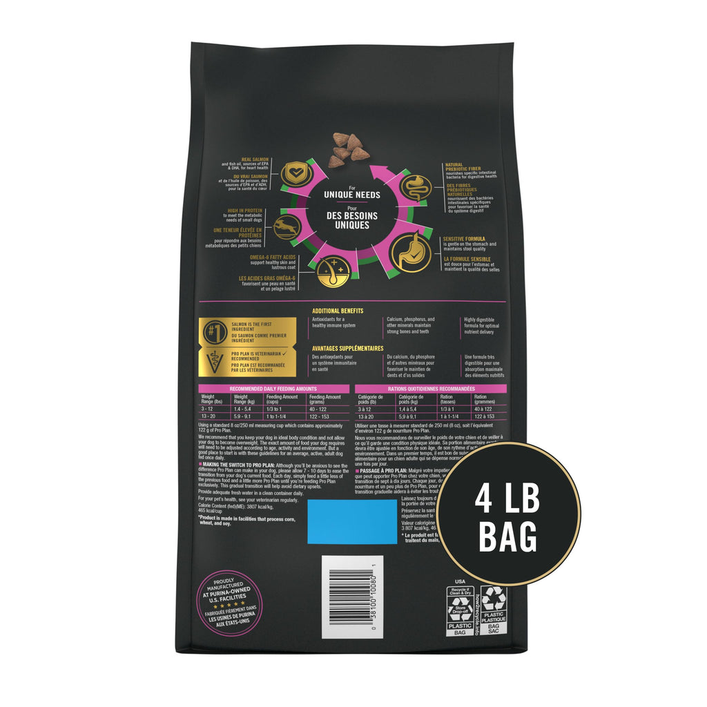Purina Pro Plan Sensitive Skin & Stomach Dry Dog Food, Small, 4 lb Bag