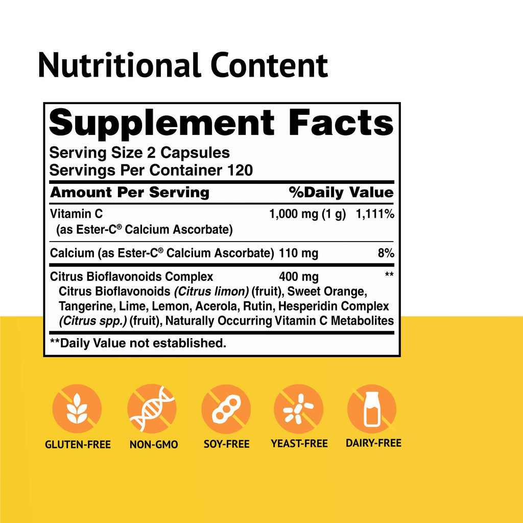 American Health Ester-Vitamin C with Citrus Bioflavonoids 500 Milligrams 240 Capsules