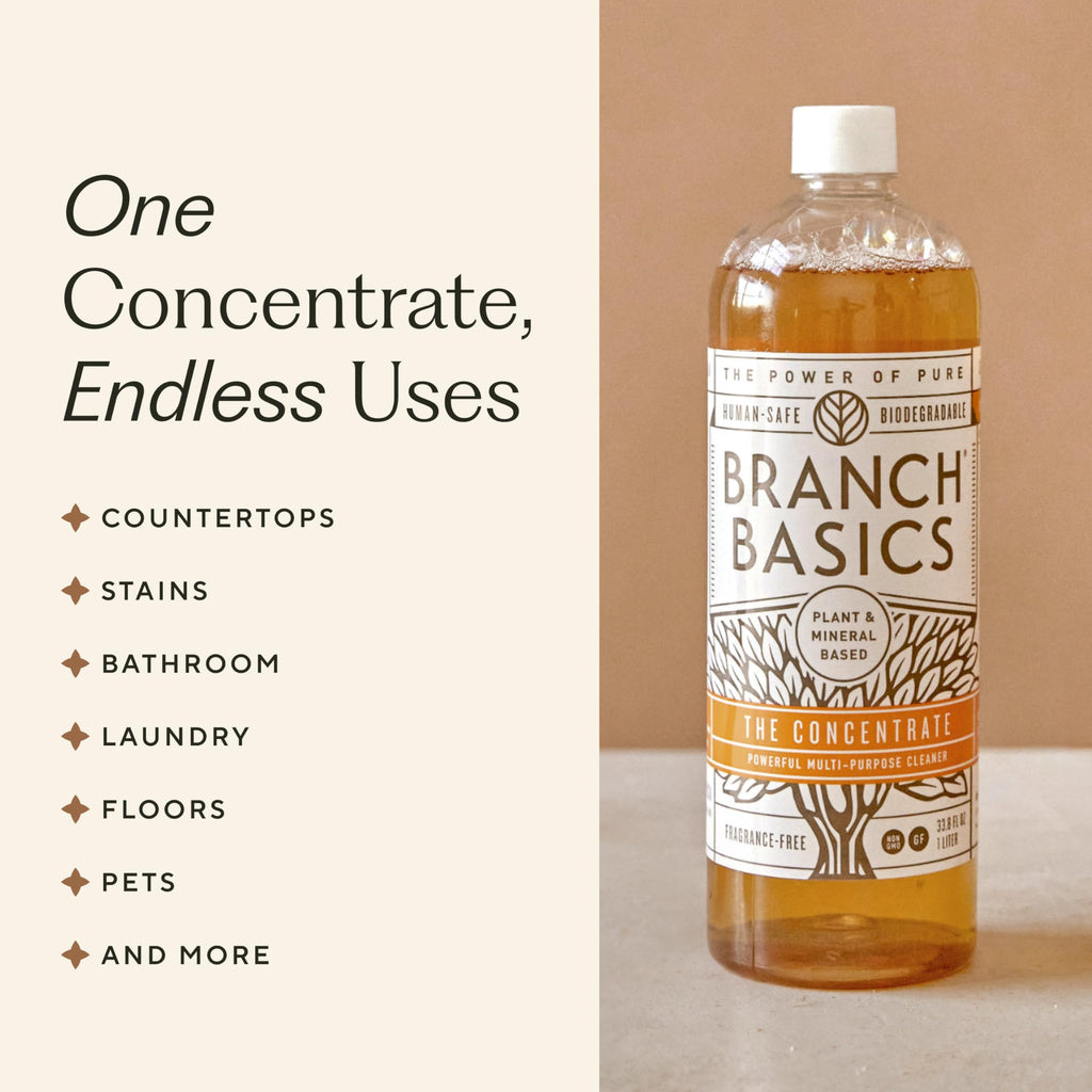 Branch Basics Ultimate Starter Kit: Natural All Purpose Cleaner, Glass, Bathroom, Foaming Hand Wash (4 Plastic Bottles + Concentrate + Oxygen Boost), Laundry Detergent, Plastic-Free Dishwasher Tablets