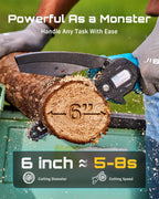 Seesii Mini Chainsaw, 6-inch Mini Chainsaw Cordless, Handheld Electric Power Chain Saw with 2 Batteries, for Tree Trimming Wood Cutting, Best Gifts for Father, Dad, Husband, Men