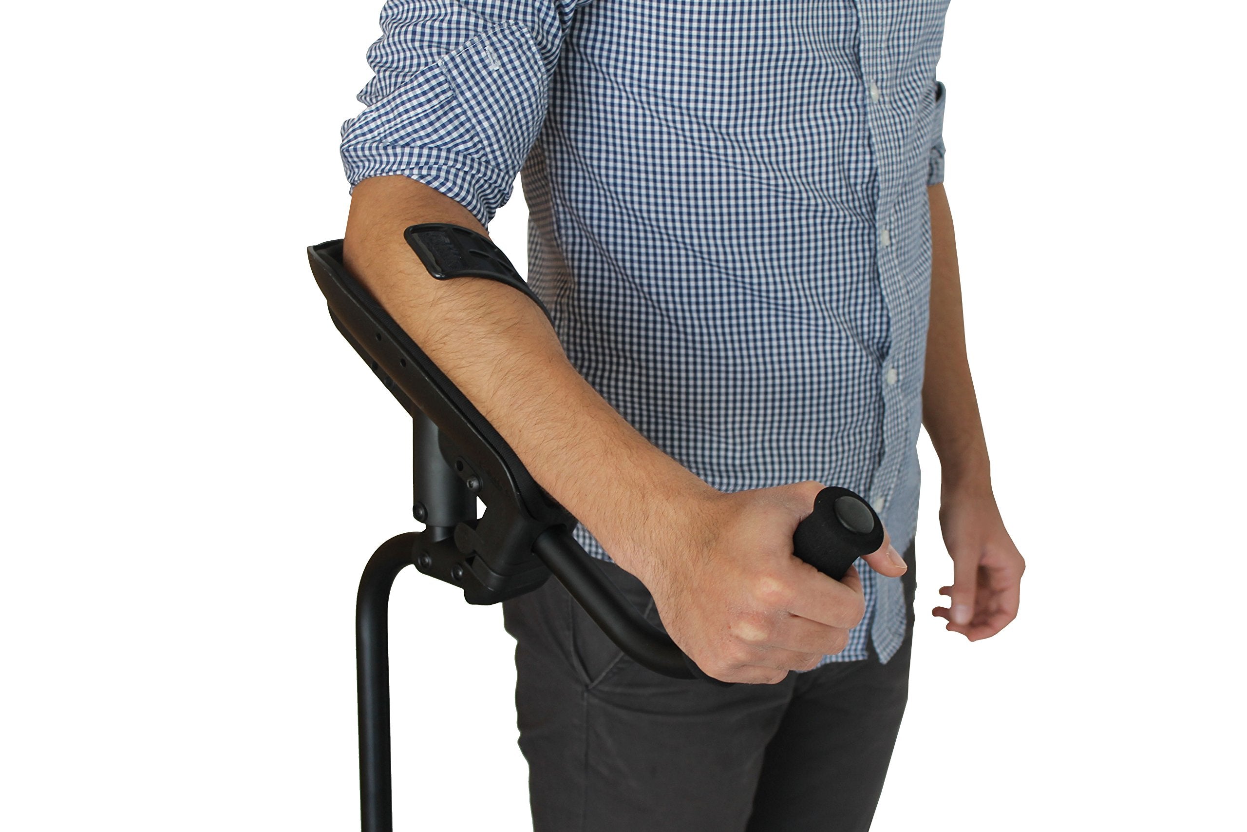 KMINA Adjustable Forearm Crutch for Adults (x1 Unit, Right Handed), Ergonomic Non-Slip Handles with Elbow Support, Patented, PRO Model, Made in Europe