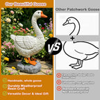 ZVBBON Large Porch Goose Statue Premium 20” Realistic Hollow Resin Garden Goose Stone Base with Sand-Fillable Design for Outdoor Stability Birthday Housewarming Gift for Kids Women Mom Friends