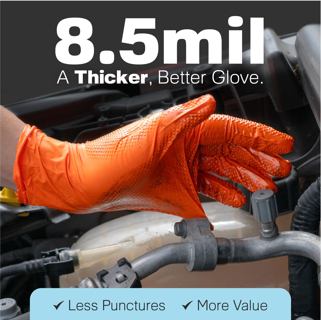 Raxwell Powder-Free Nitrile Gloves - Diamond-Textured Work Gloves - Touchscreen-Compatible Disposable Glove - Small, Orange, Pack of 1000
