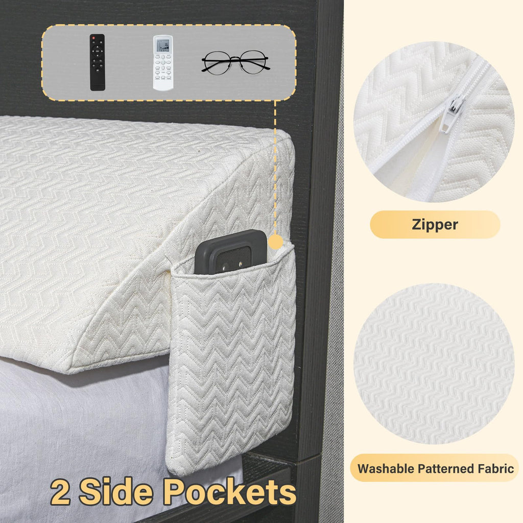 Vekkia Queen Bed Wedge Pillow for Headboard Gap/Mattress Gap Filler/Headboard Pillow/Bed Wedge Gap Filler,Stop Loosing Your Pillows