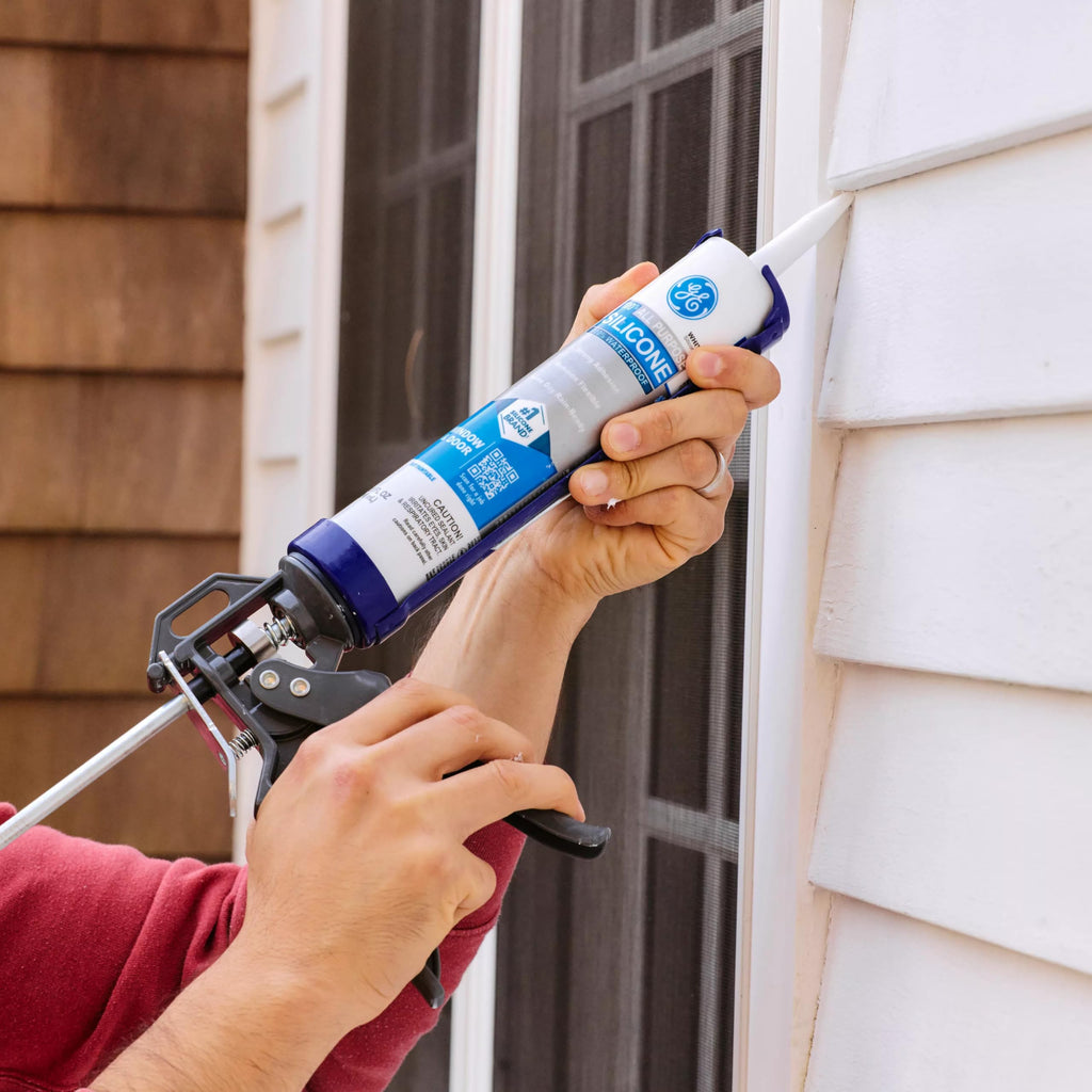 GE All Purpose Silicone Caulk, White, 10.1 fl oz Cartridge, 12 Pack - 100% Waterproof Silicone Sealant, Stronger Adhesion, Freeze & Sun Proof