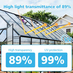 6 Pcs Polycarbonate Greenhouse Panels,4' x 2' x 0.16'' Twin-Wall Plastic roof Panels,Waterproof UV Protected Clear Corrugated Polycarbonate Sheet for All Weather Outdoor Garden Greenhouse Replacement